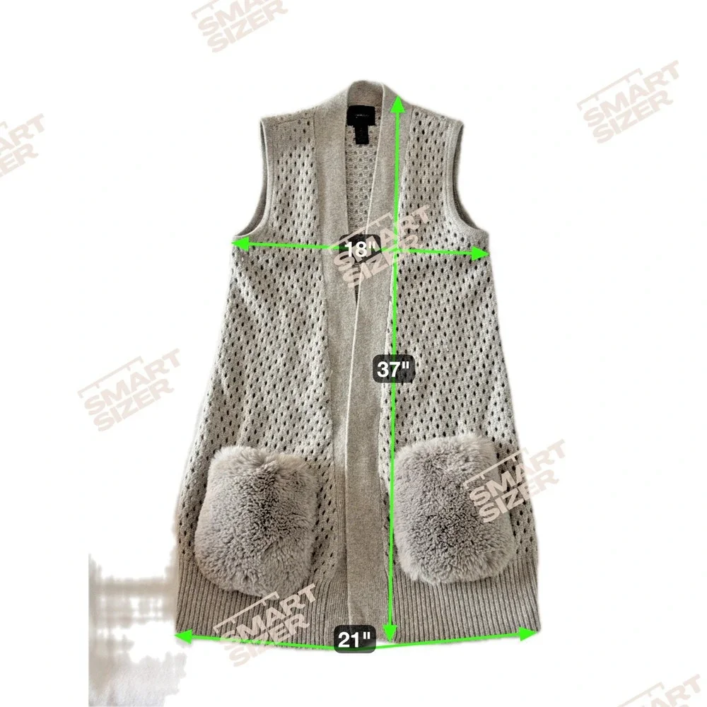 Magaschoni 100% Cashmere Knit Cardigan Sweater Vest Size S Faux Fur Quiet Luxury